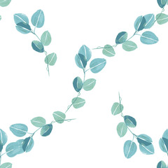 Trendy foliage eucalyptus pattern, great design for any purposes. Botanical vector illustration.