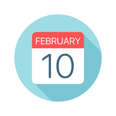 February 10 - Calendar Icon. Vector illustration of one day of month