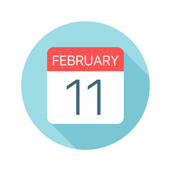 February 11 - Calendar Icon. Vector illustration of one day of month