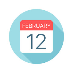 February 12 - Calendar Icon. Vector illustration of one day of month