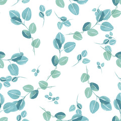 Trendy foliage eucalyptus pattern, great design for any purposes. Botanical vector illustration.