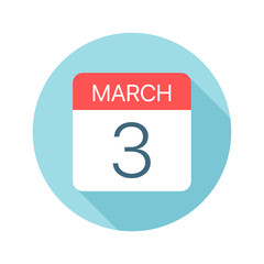 March 3 - Calendar Icon. Vector illustration of one day of month