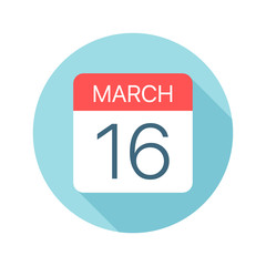 March 16 - Calendar Icon. Vector illustration of one day of month