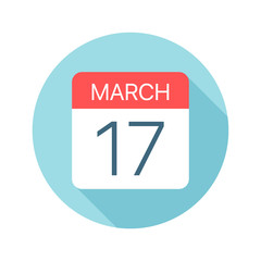 March 17 - Calendar Icon. Vector illustration of one day of month