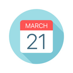 March 21 - Calendar Icon. Vector illustration of one day of month