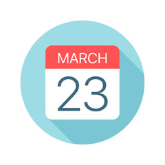 March 23 - Calendar Icon. Vector illustration of one day of month