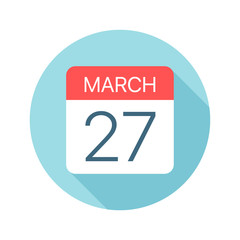 March 27 - Calendar Icon. Vector illustration of one day of month