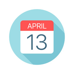 April 13 - Calendar Icon. Vector illustration of one day of month