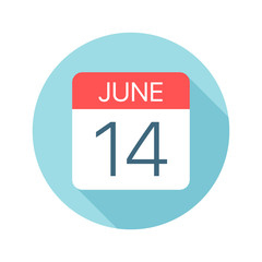 June 14 - Calendar Icon. Vector illustration of one day of month