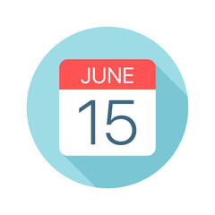 June 15 - Calendar Icon. Vector illustration of one day of month