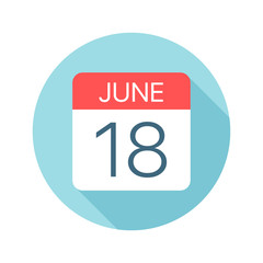 June 18 - Calendar Icon. Vector illustration of one day of month