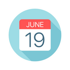 June 19 - Calendar Icon. Vector illustration of one day of month