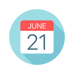 June 21 - Calendar Icon. Vector illustration of one day of month