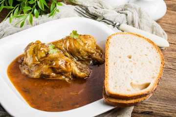 Stuffed cabbage roll.