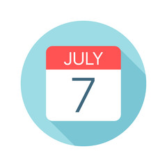 July 7 - Calendar Icon. Vector illustration of one day of month