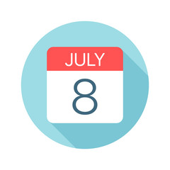 July 8 - Calendar Icon. Vector illustration of one day of month