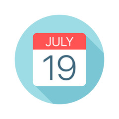 July 19 - Calendar Icon. Vector illustration of one day of month