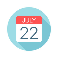July 22 - Calendar Icon. Vector illustration of one day of month