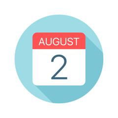 August 2 - Calendar Icon. Vector illustration of one day of month