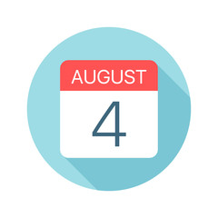 August 4- Calendar Icon. Vector illustration of one day of month