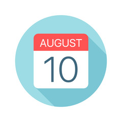 August 10 - Calendar Icon. Vector illustration of one day of month