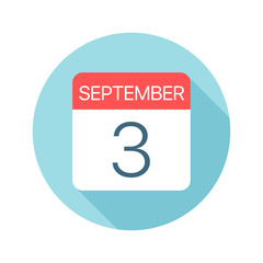 September 3 - Calendar Icon. Vector illustration of one day of month