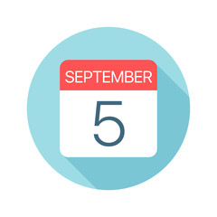 September 5 - Calendar Icon. Vector illustration of one day of month
