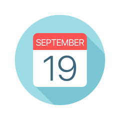 September 19 - Calendar Icon. Vector illustration of one day of month