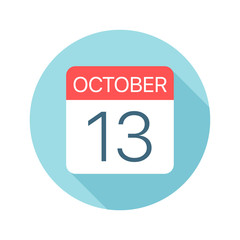 October 13 - Calendar Icon. Vector illustration of one day of month
