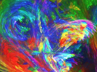 Fotobehang Mix van kleuren regenboog abstracte fractale achtergrond 3D-rendering illustratie