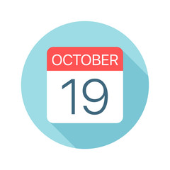 October 19 - Calendar Icon. Vector illustration of one day of month