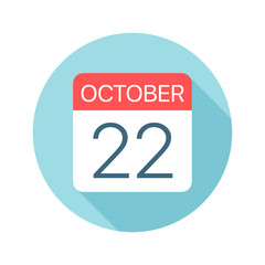 October 22 - Calendar Icon. Vector illustration of one day of month