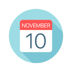 November 10 - Calendar Icon. Vector illustration of one day of month