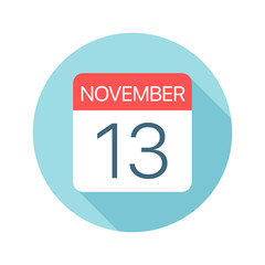November 13 - Calendar Icon. Vector illustration of one day of month