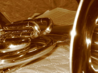 textile copper pipe horn lies