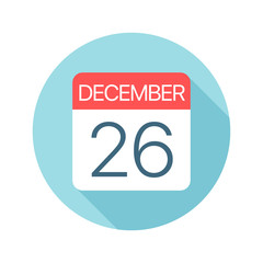 December 26 - Calendar Icon. Vector illustration of one day of month