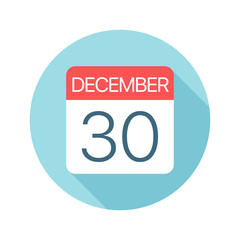 December 30 - Calendar Icon. Vector illustration of one day of month