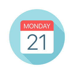 Monday 21 - Calendar Icon. Vector illustration of one day of week