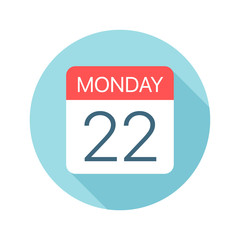 Monday 22 - Calendar Icon. Vector illustration of one day of week