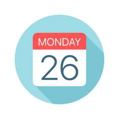 Monday 26 - Calendar Icon. Vector illustration of one day of week