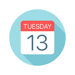 Tuesday 13 - Calendar Icon. Vector illustration of one day of week