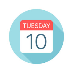 Tuesday 10 - Calendar Icon. Vector illustration of one day of week
