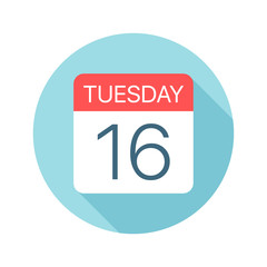 Tuesday 16 - Calendar Icon. Vector illustration of one day of week