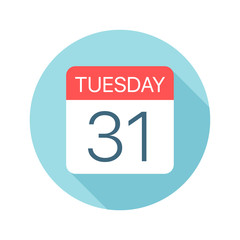 Tuesday 31 - Calendar Icon. Vector illustration of one day of week