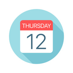 Thursday 12 - Calendar Icon. Vector illustration of one day of week