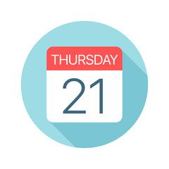 Thursday 21 - Calendar Icon. Vector illustration of one day of week