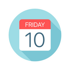 Friday 10 - Calendar Icon. Vector illustration of one day of week