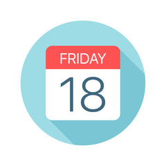 Friday 18 - Calendar Icon. Vector illustration of one day of week