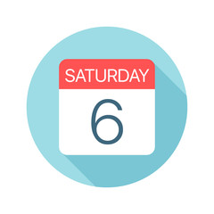 Saturday 6 - Calendar Icon. Vector illustration of one day of week