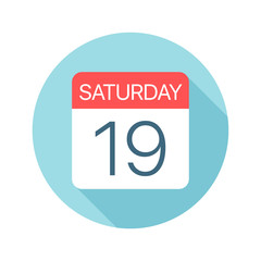 Saturday 19 - Calendar Icon. Vector illustration of one day of week